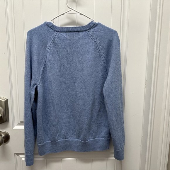 Banana Republic Baruffa Men's Sweater Italian Merino Yarn Large Blue Heather - Picture 4 of 6